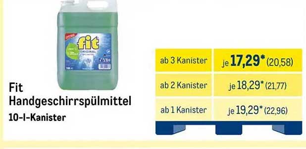 Fit Handgeschirrspülmittel 10-I-Kanister