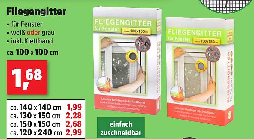 Fliegengitter für Fenster – weiß oder grau
