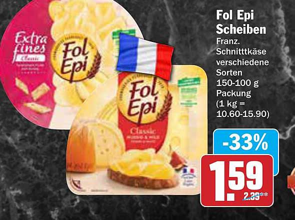 Fol Epi Scheiben - Franz. Schnittkäse verschiedene Sorten 150-100 g