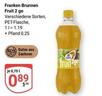 Franken Brunnen Fruit 2 go - Verschiedene Sorten, PET-Flasche