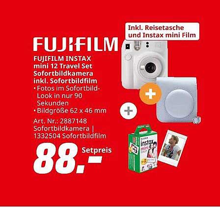 FUJIFILM INSTAX mini 12 Travel Set Sofortbildkamera inkl. Sofortbildfilm