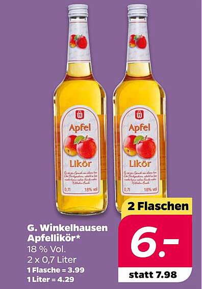 G. Winkelhausen Apfel-Likör 18% Vol. - 2 x 0,7 Liter