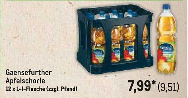 Gaensefurther Apfelschorle 12 x 1-l-Flasche (zzgl. Pfand)