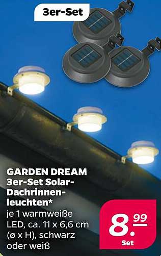 GARDEN DREAM 3er-Set Solar-Dachrinne-Leuchten