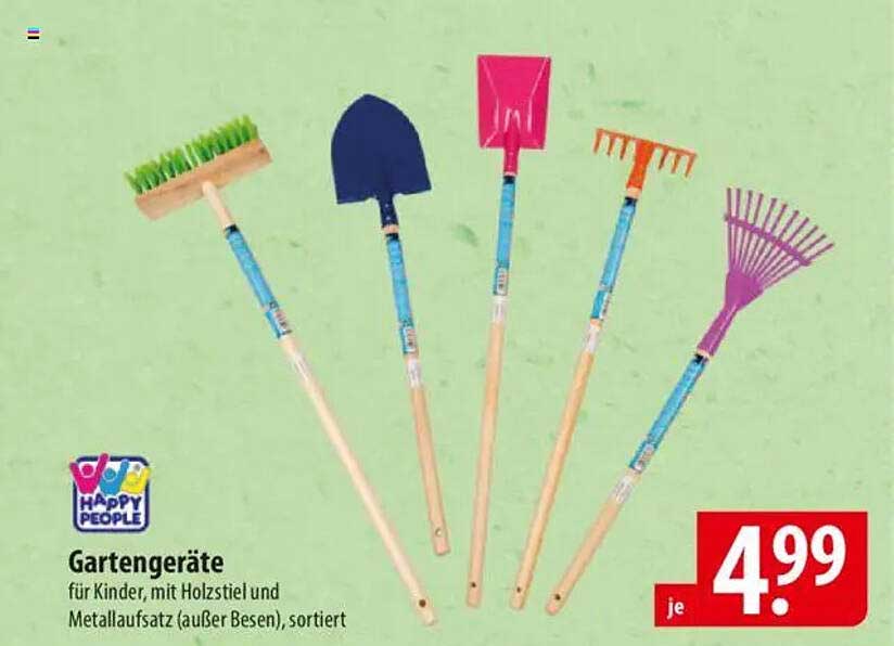 Gartengeräte für Kinder, mit Holzstiel und Metallaufsatz (außer Besen), sortiert