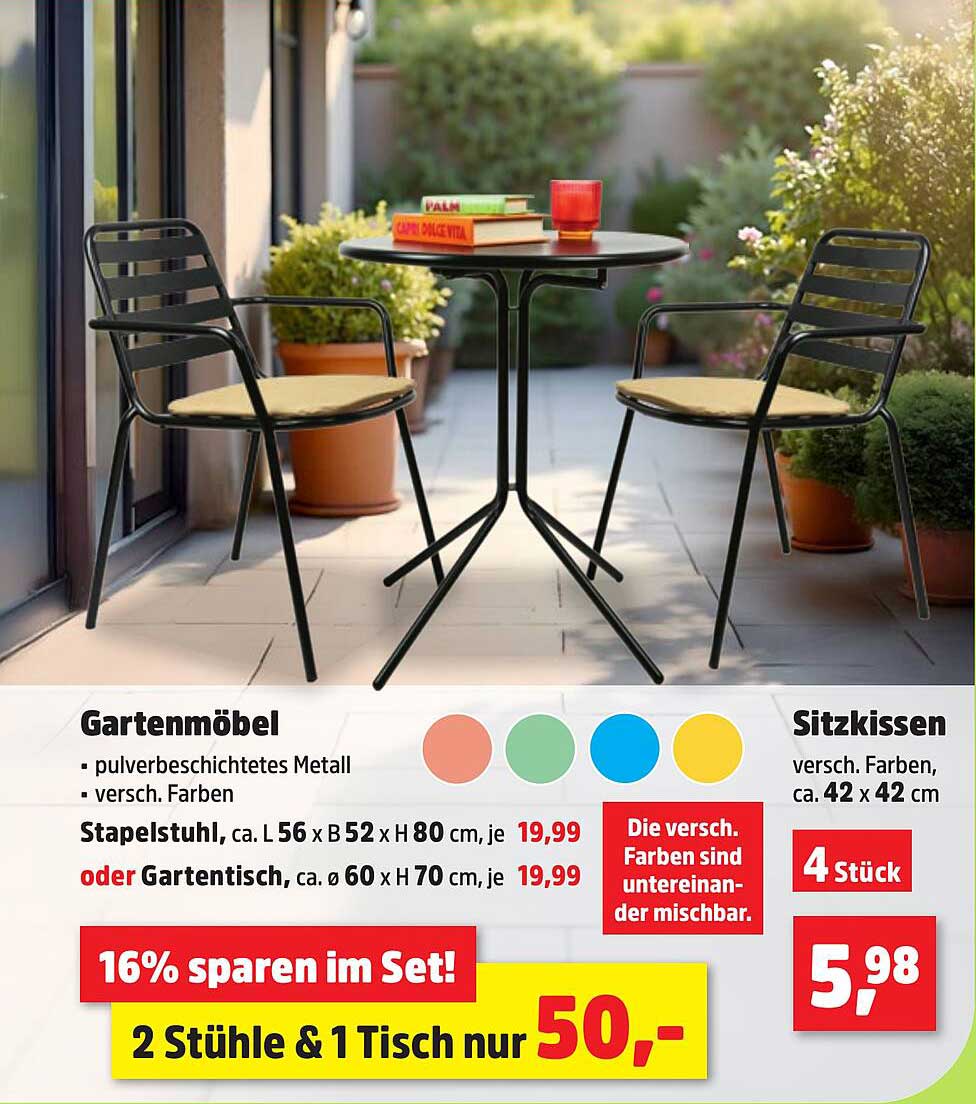 Gartenmöbel Set: 2 Stühle & 1 Tisch für nur 50,-