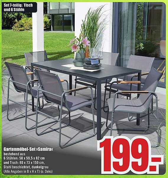 Gartenmöbel-Set 'Samirat' - 7-teilig: Tisch und 6 Stühle