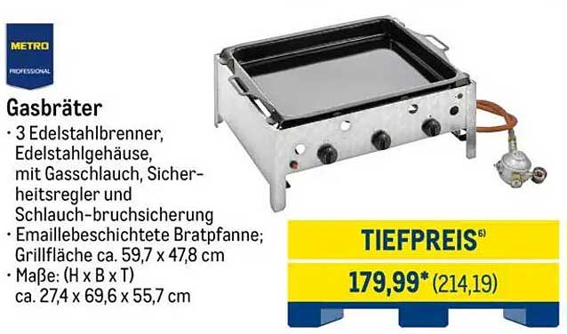 Gasbräter mit 3 Edelstahlbrennern - METRO Spezialangebot