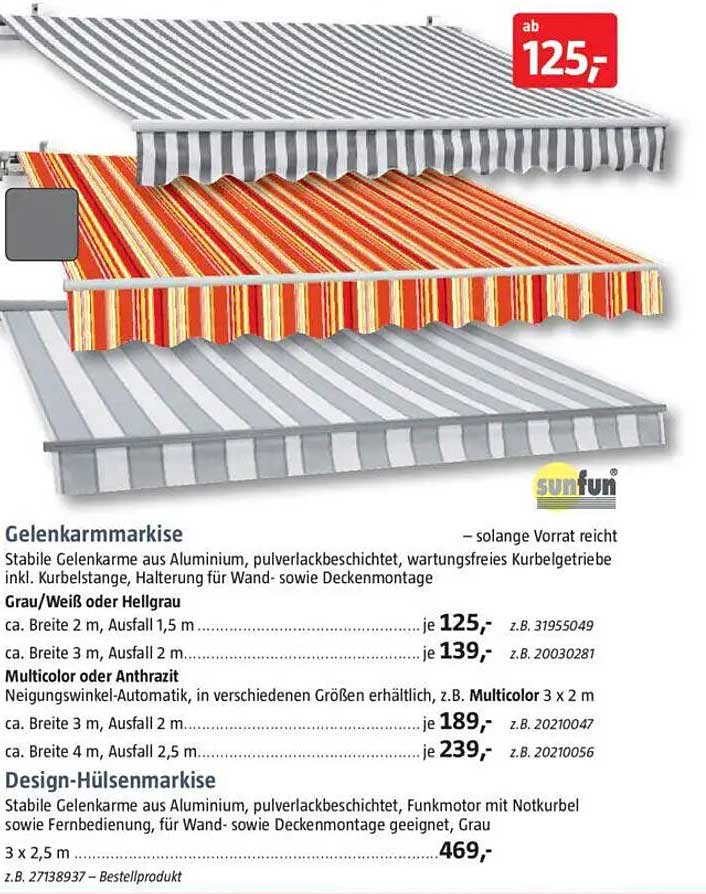 Gelenkarmmarkise – ab 125,-