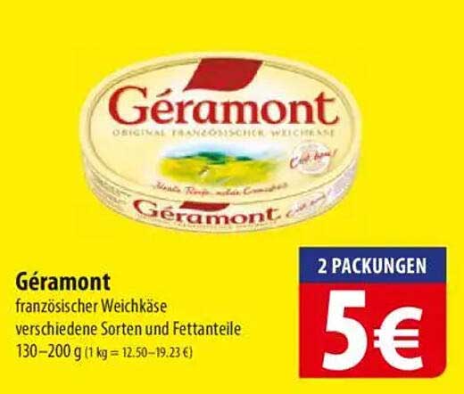Géramont französischer Weichkäse, 2 Packungen
