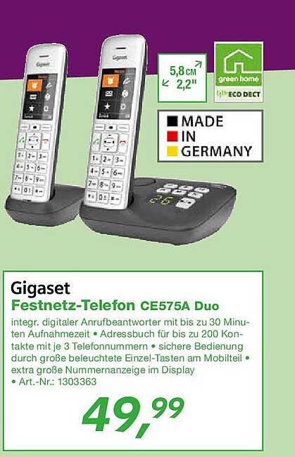 Gigaset Festnetz-Telefon CE575A Duo