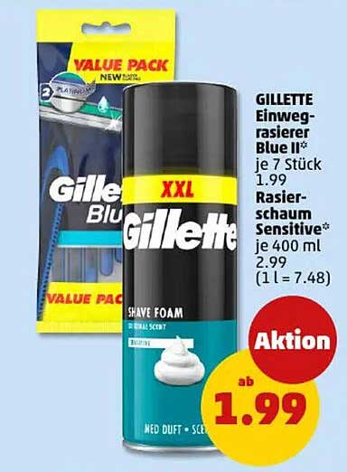 GILLETTE Einwegrasierer Blue II* je 7 Stück für 1,99