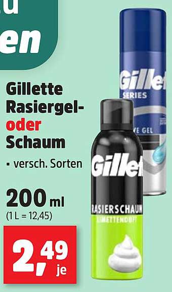 Gillette Rasiergel- oder Schaum 200 ml - versch. Sorten