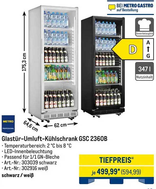 Glastür-Umluft-Kühlschrank GSC 2360B