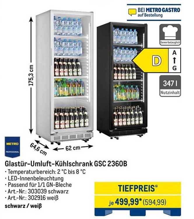 Glastür-Umluft-Kühlschrank GSC 2360B