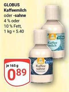 GLOBUS Kaffeemilch oder -sahne 4 % oder 10 % Fett, je 165 g