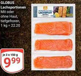 GLOBUS Lachsportionen mit oder ohne Haut, tiefgefroren