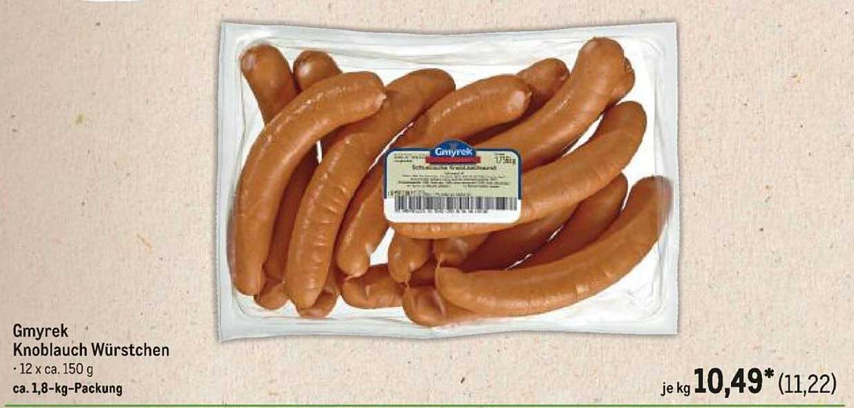 Gmyrek Knoblauch Würstchen - 12 x ca. 150 g
