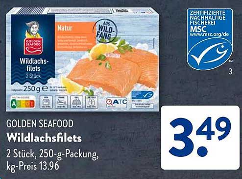 GOLDEN SEAFOOD Wildlachsfilets 2 Stück, 250-g-Packung