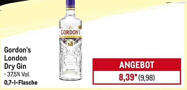 Gordon's London Dry Gin - 0,7 l Flasche