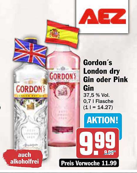 Gordon's London dry Gin oder Pink Gin