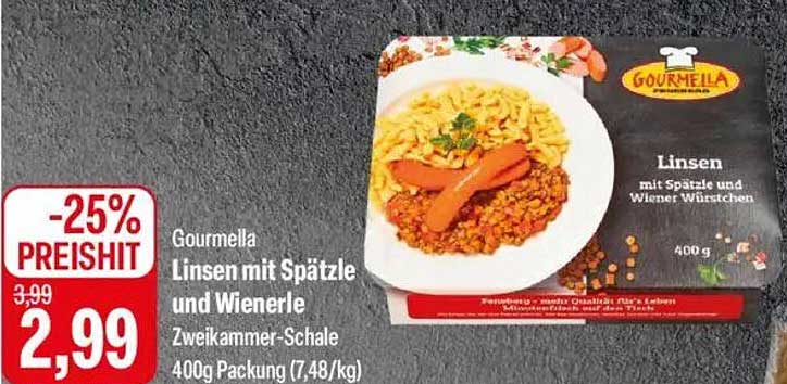 Gourmella Linsen mit Spätzle und Wienerle 400g
