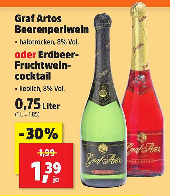 Graf Artos Beerenperlwein oder Erdbeer-Fruchtweincocktail - je 0,75 Liter