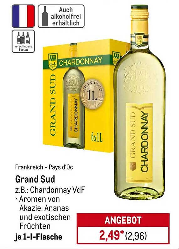 Grand Sud Chardonnay 1L – Genuss aus Frankreich