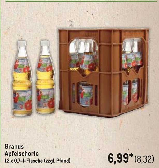 Granus Apfelschorle 12 x 0,7-l-Flasche (zzgl. Pfand)