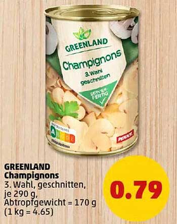 GREENLAND Champignons 3. Wahl, geschnitten, je 290 g