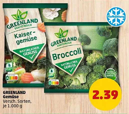 GREENLAND Gemüse - Brokkoli und Kaiser-Gemüse, je 1.000 g