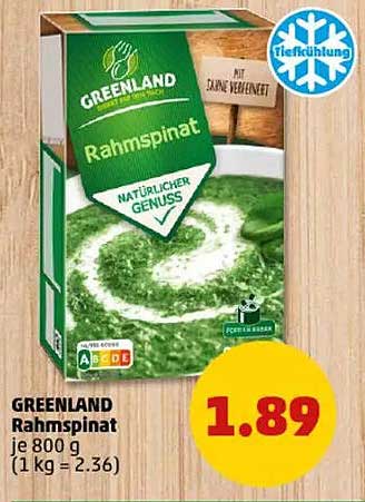 GREENLAND Rahmspinat je 800 g