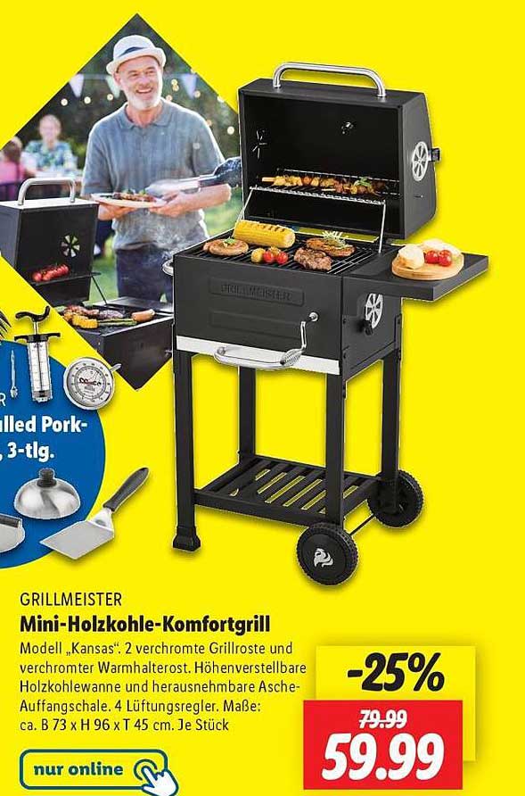 GRILLMEISTER Mini-Holzkohle-Komfortgrill Modell „Kansas“