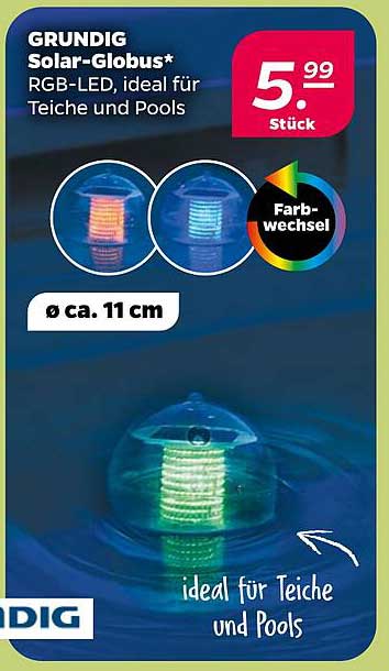 GRUNDIG Solar-Globus* RGB-LED, ideal für Teiche und Pools
