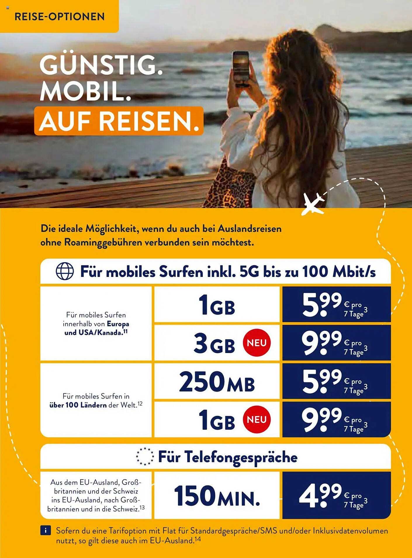 Günstige Reiseoptionen für mobiles Surfen und Telefonieren
