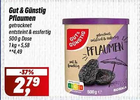 Gut & Günstig Pflaumen 500 g Dose