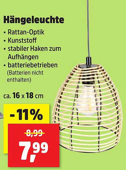 Hängelampe in Rattan-Optik