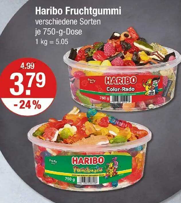 Haribo Fruchtgummi verschiedene Sorten je 750-g-Dose