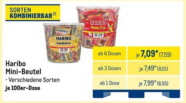 Haribo Mini-Beutel - Verschiedene Sorten je 100er-Dose