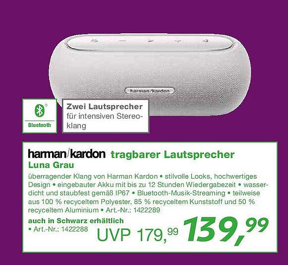 harman/kardon tragbarer Lautsprecher Luna Grau