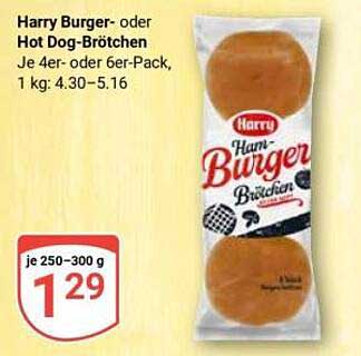 Harry Burger- oder Hot Dog-Brötchen, je 4er- oder 6er-Pack