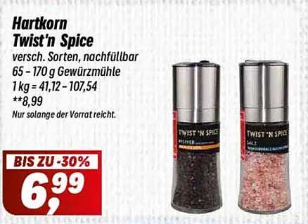 Hartkorn Twist'n Spice Gewürzmühlen (verschiedene Sorten, nachfüllbar)