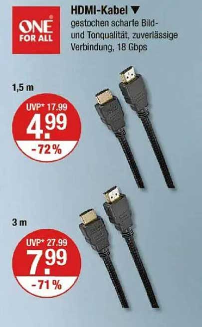 HDMI-Kabel - gestochen scharfe Bild- und Tonqualität, zuverlässige Verbindung, 18 Gbps