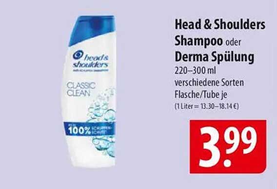 Head & Shoulders Shampoo oder Derma Spülung 220–300 ml