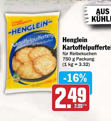 Henglein Kartoffelpufferteig 750 g - Perfekt für Reibekuchen