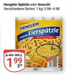 Henglein Spätzle oder Gnocchi, verschiedene Sorten, 400 g