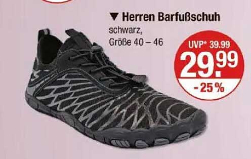 Herren Barfußschuh schwarz, Größe 40 – 46
