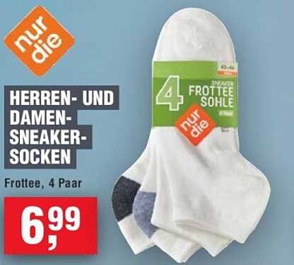 Herren- und Damen-Sneakersocken (Frottee, 4 Paar)