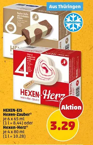 HEXEN-EIS Hexen-Zauber* je 6 x 65 ml oder Hexen-Herz* je 4 x 80 ml