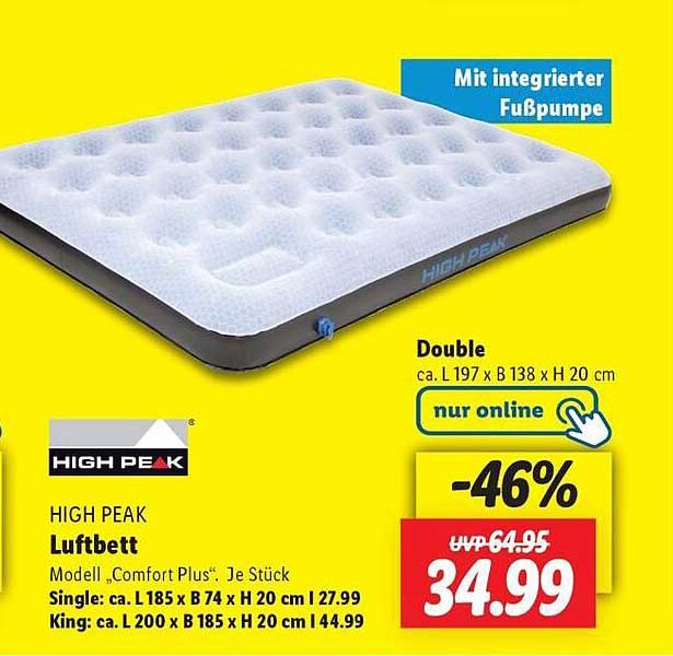 HIGH PEAK Luftbett Modell "Comfort Plus"